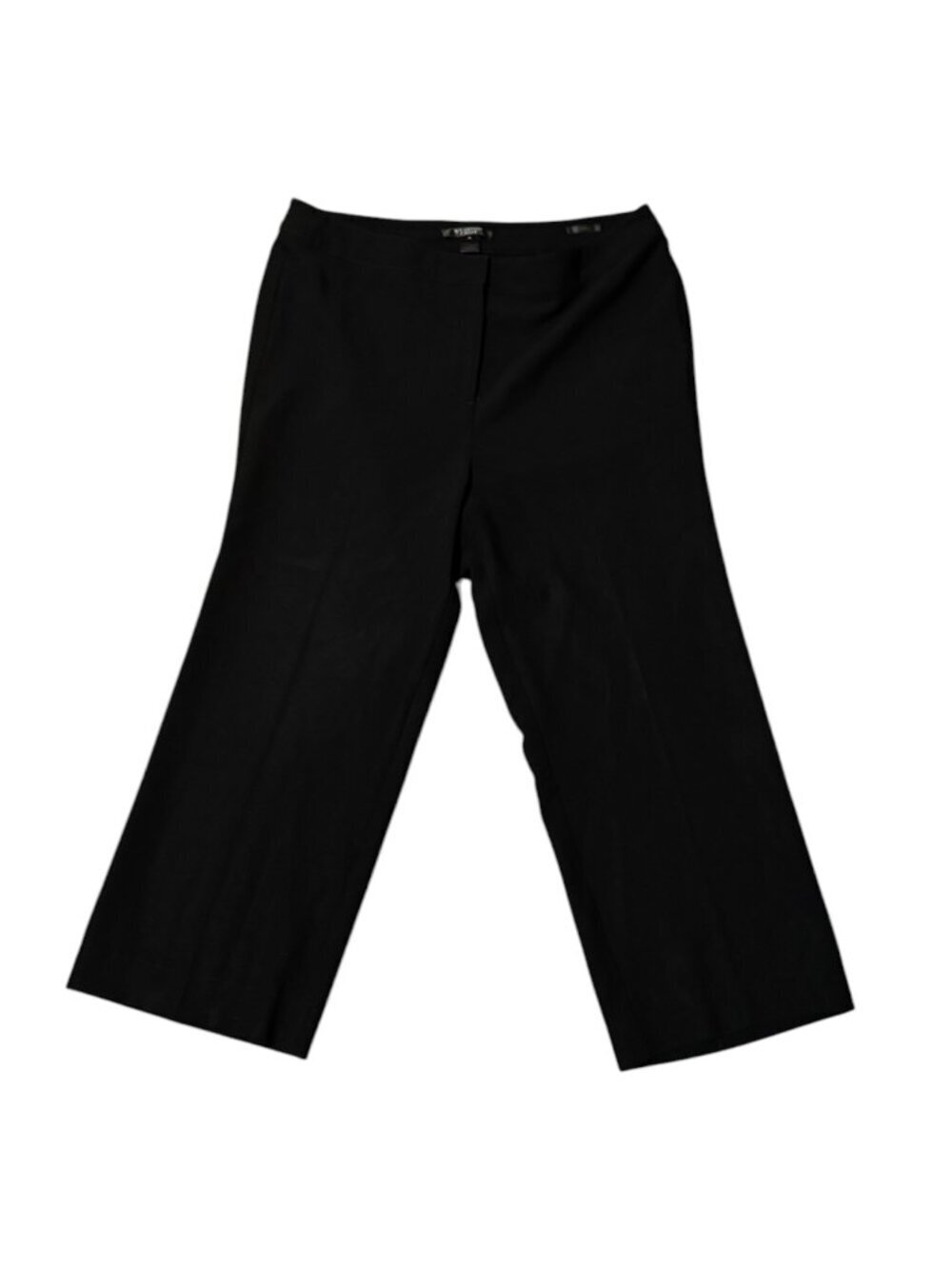 St. John Caviar Black Cropped Pants Size 10 Luxe Stretch Career Wide Leg